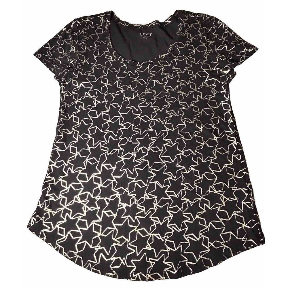Loft Outlet Patriotic Navy Short Sleeved Shirt‎ w/Stars Size XS